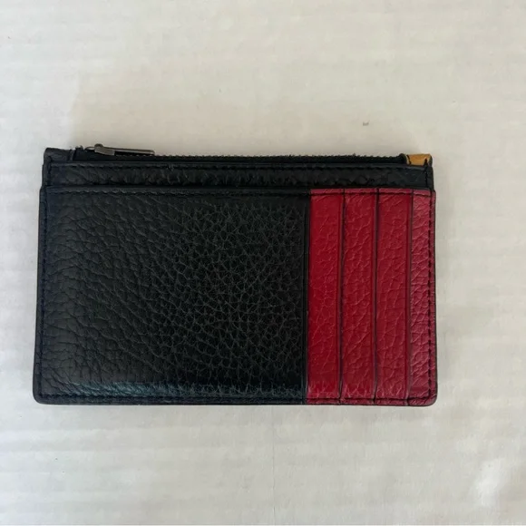 Coach card holder wallet Honey/Black/Red Printed Coated Canvas / Refined Pebble - Picture 2 of 5